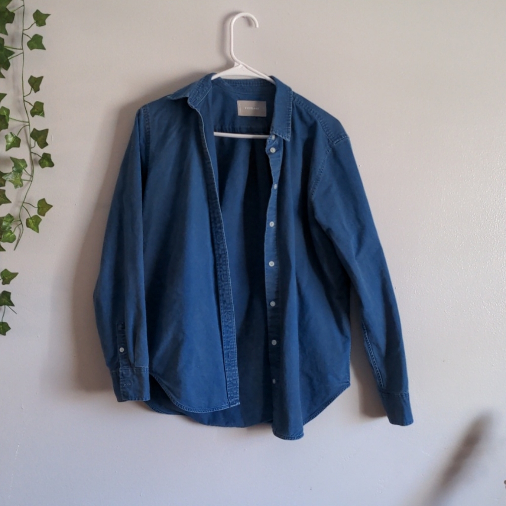 Women's Everlane Blue Denim Button Top